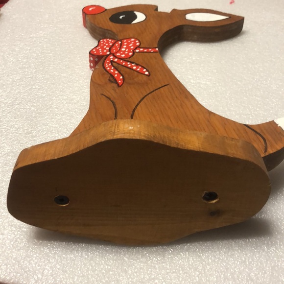 Vintage wooden Red nose Reindeer - Picture 10 of 14